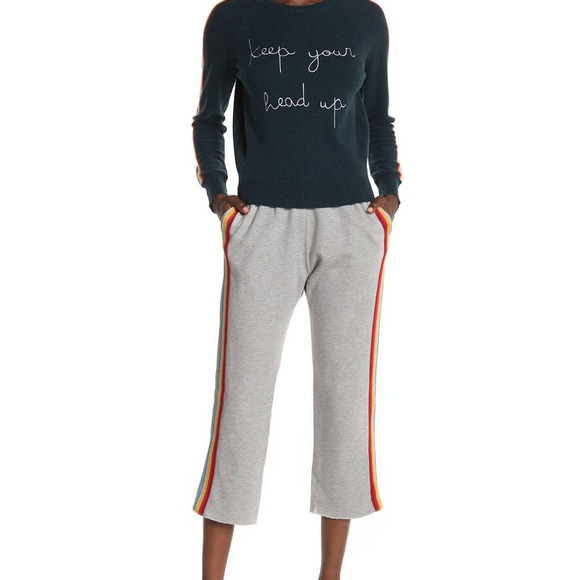 Spiritual Gangster Rainbow Crop Gray Sweats Sz S